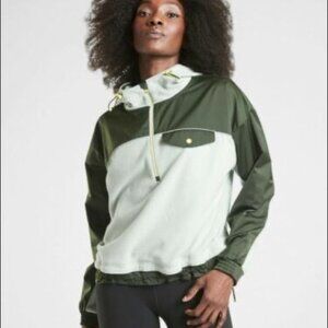 Athleta Zion Microfleece Pullover Half Zip Green Mint Colorblock Size Medium